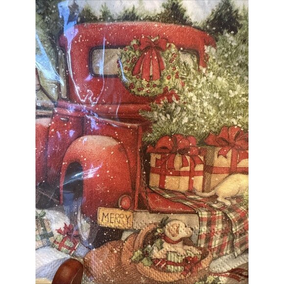 Mesafina Christmas Holidays Dog Old Truck 3 Ply Paper Napkin 40 Ct Germany Made - Picture 4 of 8